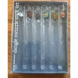 2003 Boston Warehouse dangle swizzle stick set of 6 Boys night out
